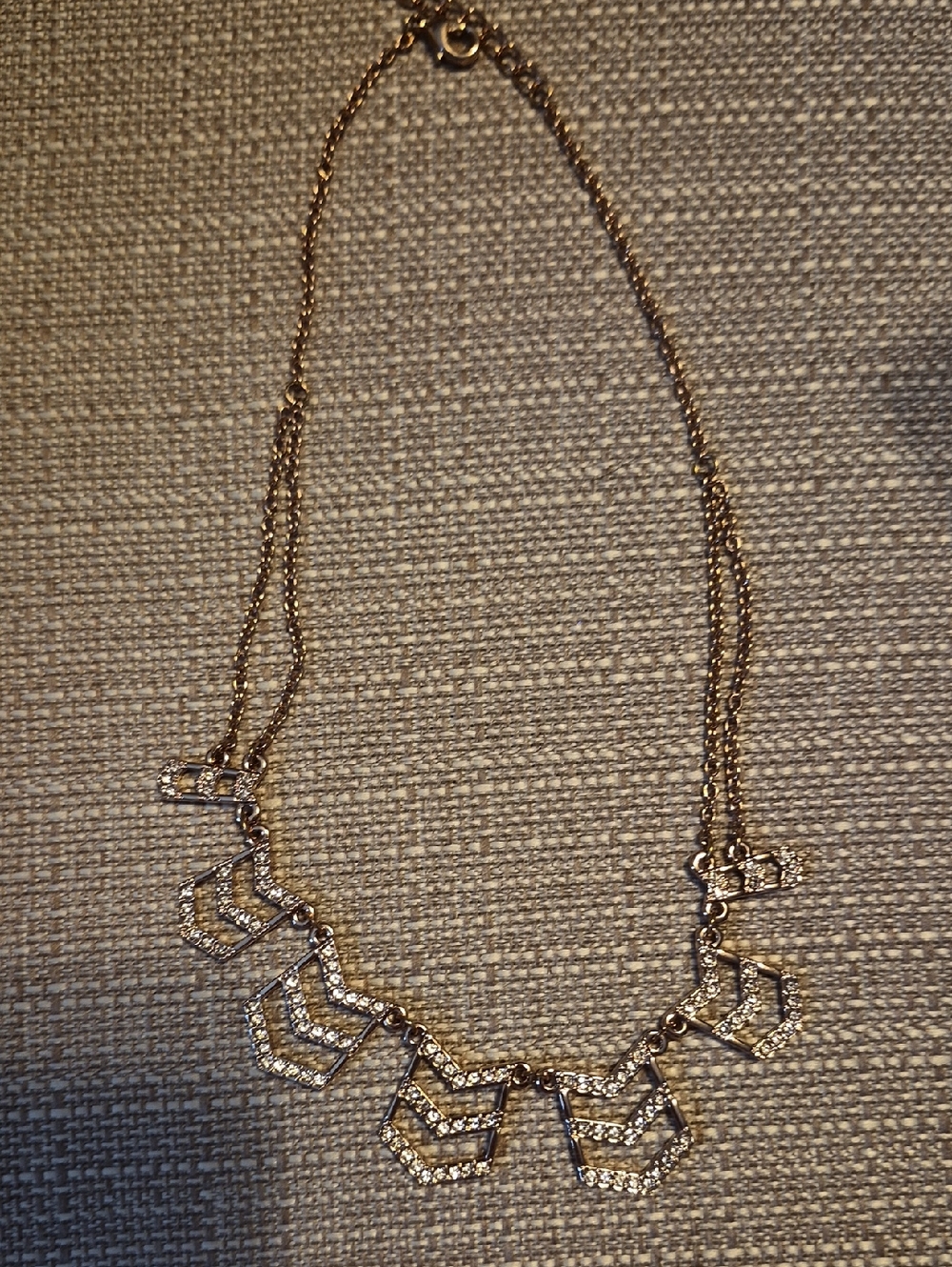 Touchstone Crystal Gold-Tone Chevron Crystal Pendant Necklace